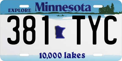 MN license plate 381TYC