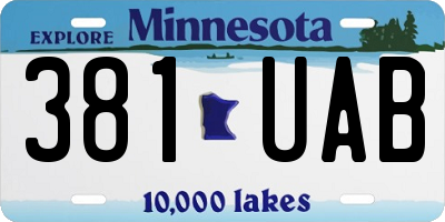 MN license plate 381UAB