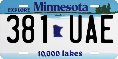MN license plate 381UAE