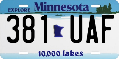 MN license plate 381UAF