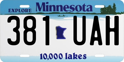 MN license plate 381UAH