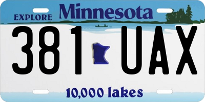 MN license plate 381UAX