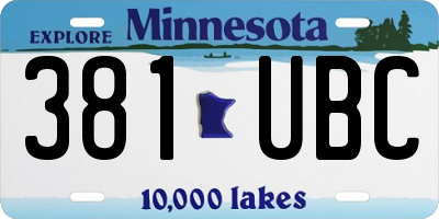 MN license plate 381UBC