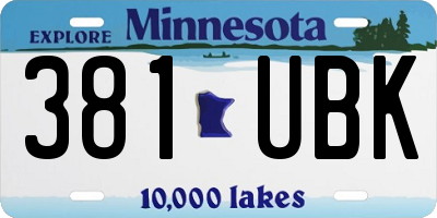 MN license plate 381UBK