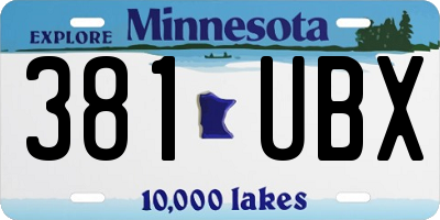 MN license plate 381UBX