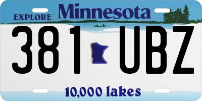 MN license plate 381UBZ