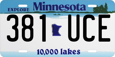 MN license plate 381UCE