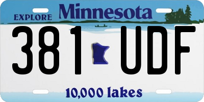 MN license plate 381UDF