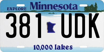 MN license plate 381UDK