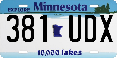 MN license plate 381UDX