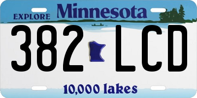 MN license plate 382LCD