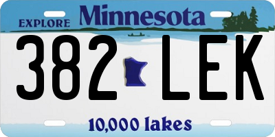 MN license plate 382LEK
