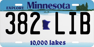 MN license plate 382LIB