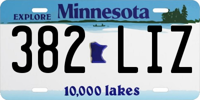 MN license plate 382LIZ