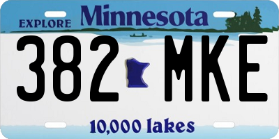 MN license plate 382MKE
