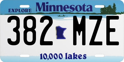 MN license plate 382MZE