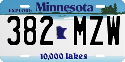 MN license plate 382MZW