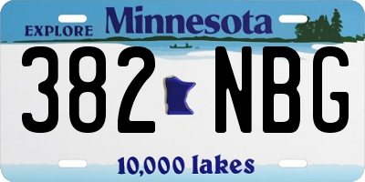 MN license plate 382NBG