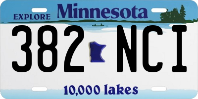 MN license plate 382NCI