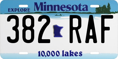 MN license plate 382RAF