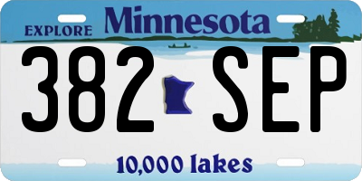 MN license plate 382SEP