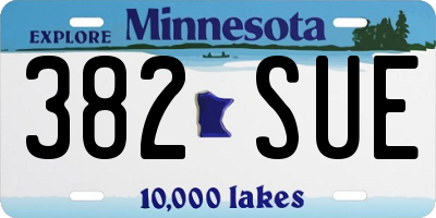 MN license plate 382SUE