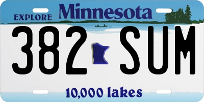 MN license plate 382SUM