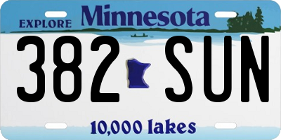 MN license plate 382SUN