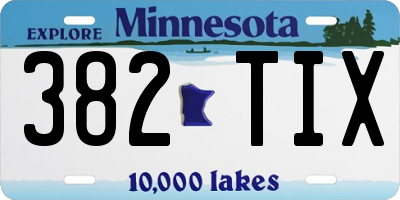 MN license plate 382TIX