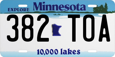 MN license plate 382TOA