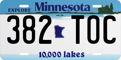 MN license plate 382TOC
