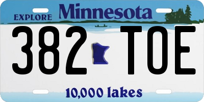 MN license plate 382TOE