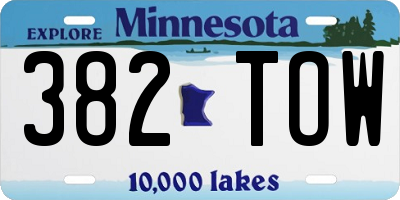 MN license plate 382TOW