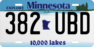 MN license plate 382UBD
