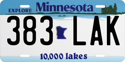 MN license plate 383LAK