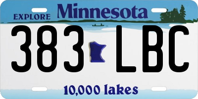 MN license plate 383LBC
