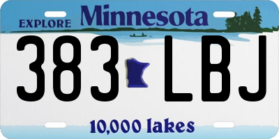 MN license plate 383LBJ