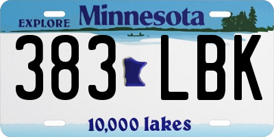 MN license plate 383LBK