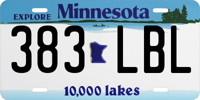 MN license plate 383LBL