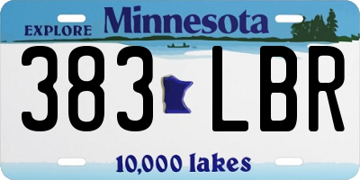 MN license plate 383LBR