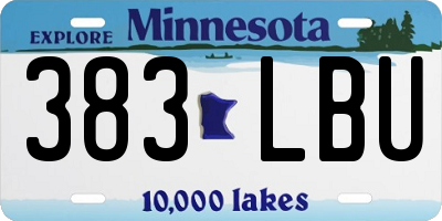 MN license plate 383LBU