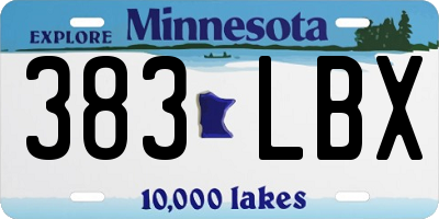 MN license plate 383LBX