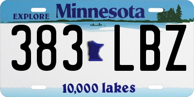 MN license plate 383LBZ