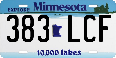 MN license plate 383LCF