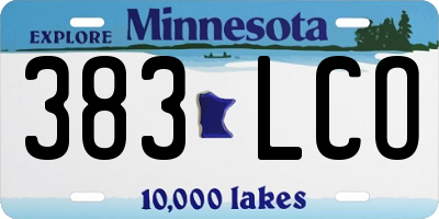 MN license plate 383LCO