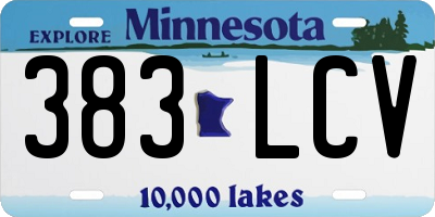 MN license plate 383LCV