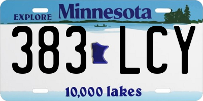 MN license plate 383LCY