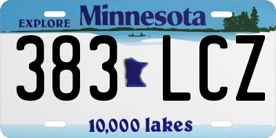 MN license plate 383LCZ