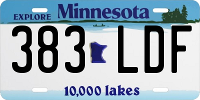 MN license plate 383LDF