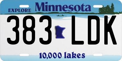 MN license plate 383LDK